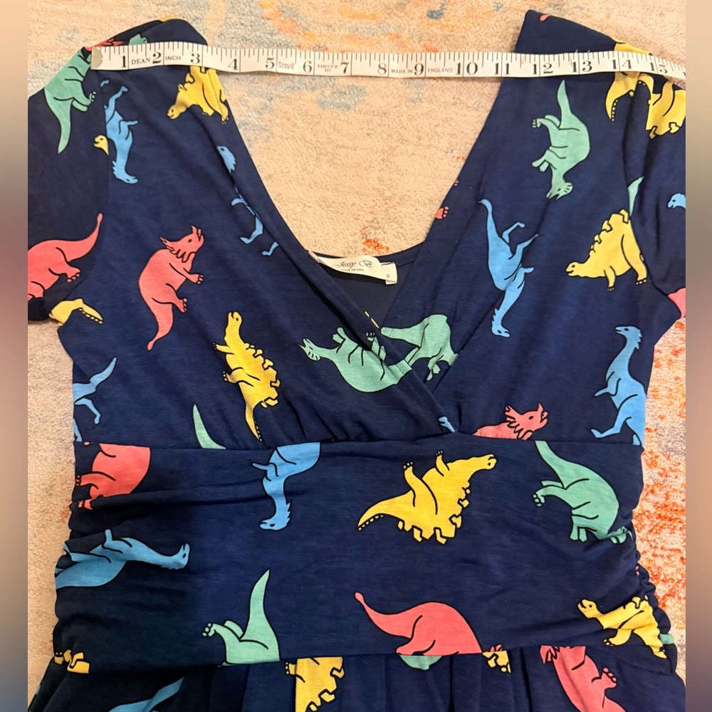 Jessy B‎ Dinosaur Dress ModCloth Colorful size Small - Picture 8 of 10